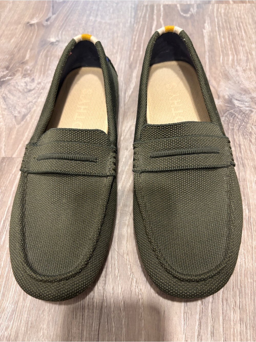Rothy’s Drivers Olive Green Canvas Slip-On Loafers-Womens - Picture 2 of 5